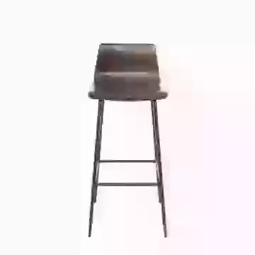 Metal Leg Frame Barstool with Vegan Leather Chestnut Seat SET OF 2